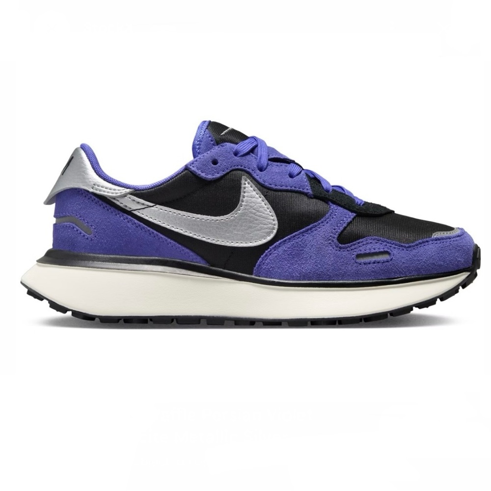 Nike Purple and Black Suede-Trim Running Sneakers with Silver Swoosh